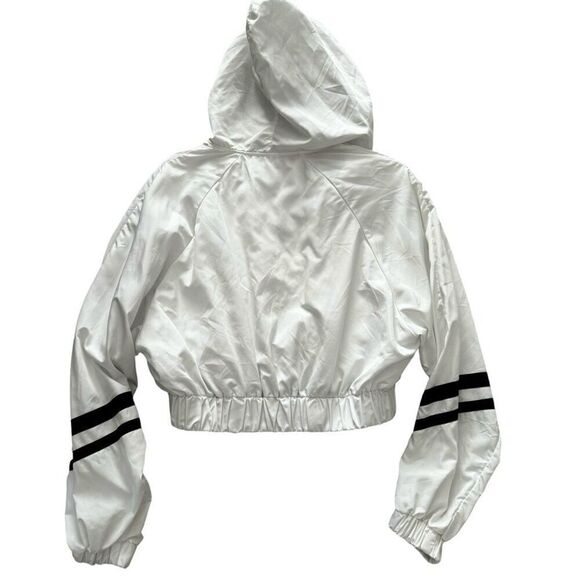 Love Tree Cropped Windbreaker Hoodie Jacket White With black Striped Small - Picture 2 of 12